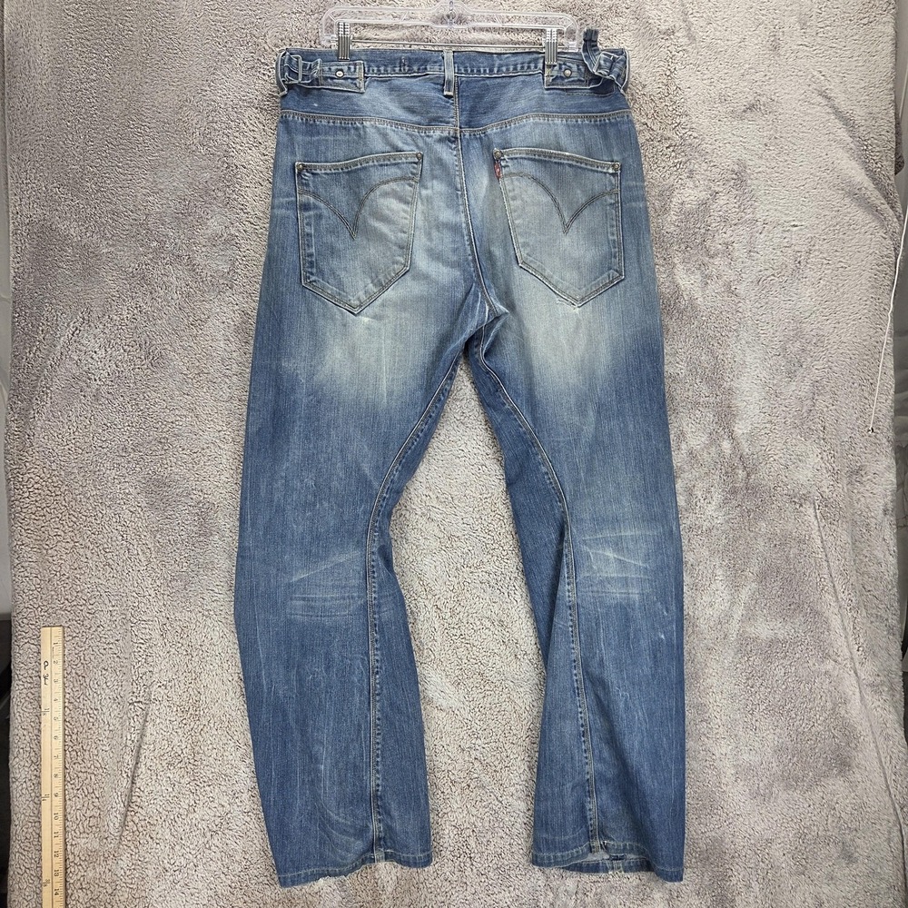 Vintage Levis Engineered Jeans Mens Blue Twisted Buckle Back Zip Fly Fits 36x32